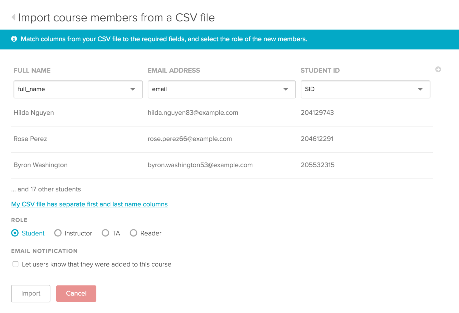 How to import course members from a CSV file