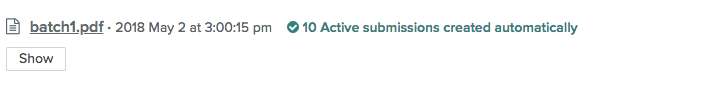 Message indicating that submissions were created automatically